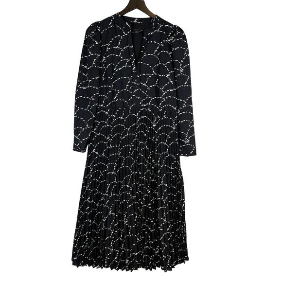 Ann Taylor Dresses & Skirts - Ann Taylor Pleated Shirt Dress Black White Floral Midi Flare - 4